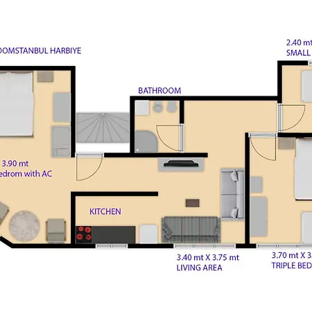 Family Apt For 7 People, 10 Min Walk To Taksim Square